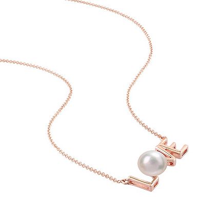 Stella Grace 10k Rose Gold Freshwater Cultured Pearl "Love" Necklace