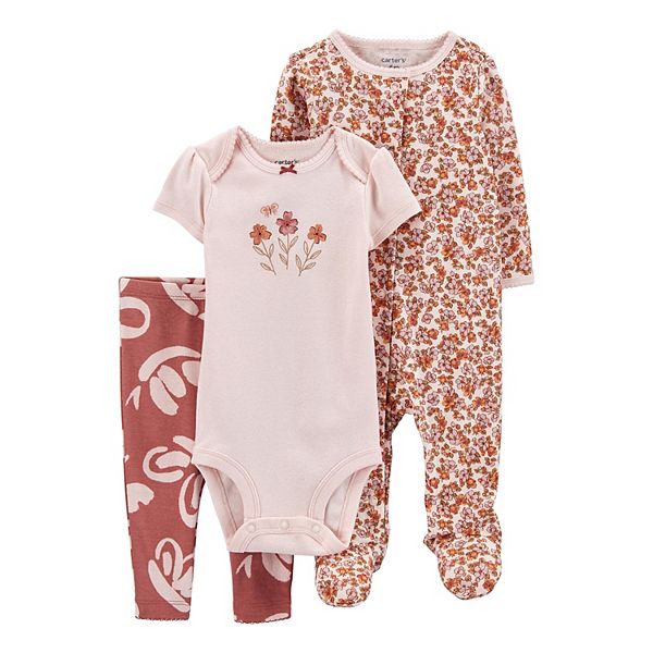 Baby Girl Carter's 3Piece Bodysuit Pant & Sleep & Play Set