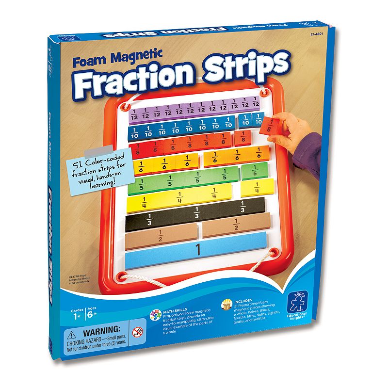 Educational Insights Foam Magnetic Fraction Strips, Multicolor