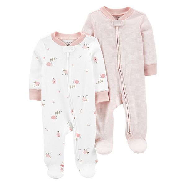 Baby Girl Carter's 2-Pack 2-Way Zip Cotton Sleep & Plays