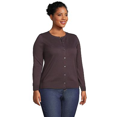 Plus Size Lands' End Fine Gauge Cotton Cardigan Sweater