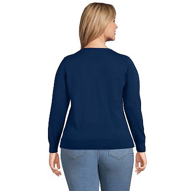 Plus Size Lands' End Fine Gauge Cotton Cardigan Sweater