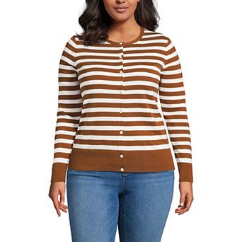 Plus Size Lands' End Fine Gauge Cotton Cardigan Sweater
