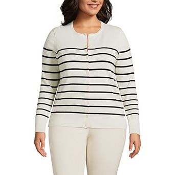 Plus Size Lands' End Fine Gauge Cotton Cardigan Sweater