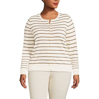 Plus Size Lands' End Fine Gauge Cotton Cardigan Sweater