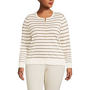 Plus Size Lands' End Fine Gauge Cotton Cardigan Sweater