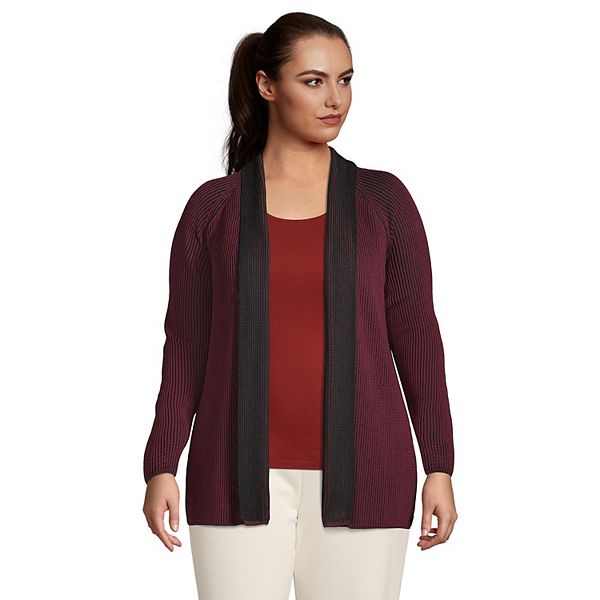 Plus Size Lands' End Drifter Shaker Open Cardigan Sweater