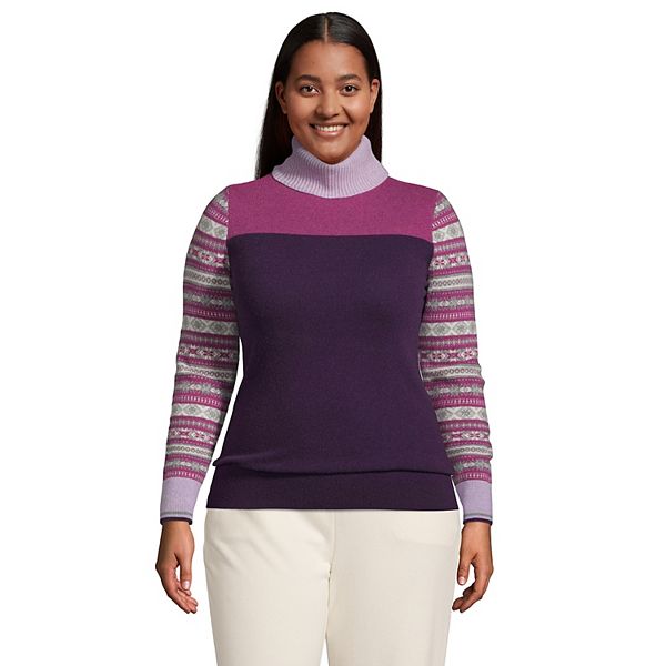 Recollection excentrisk Rindende Plus Size Lands' End Cashmere Long Sleeve Pattern Turtleneck Sweater