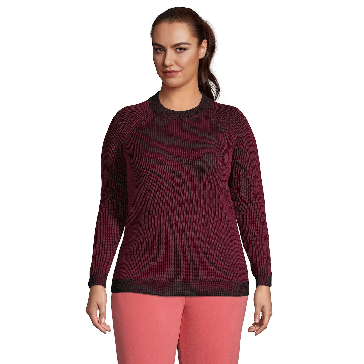 Image for Lands' End Plus Size Cotton Drifter Shaker Doubled Crewneck Sweater at Kohl's.