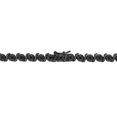 Stella Grace Black Rhodium Over Silver 1 Carat T.W. Black Diamond Tennis Bracelet