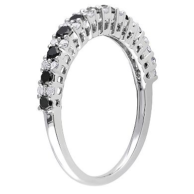Stella Grace Sterling Silver 1/2 Carat T.W. Black & White Diamond Anniversary Band