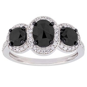 Stella Grace Sterling Silver 2-2/5 Carat T.W. Black & White Diamond Engagement Ring