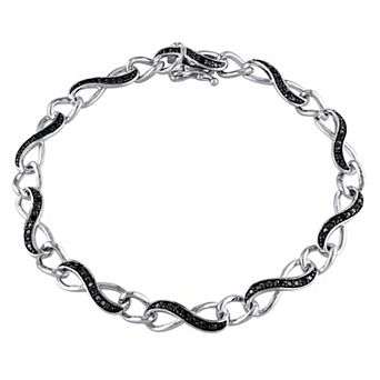Stella Grace Sterling Silver 1/4 Carat T.W. Black Diamond Infinity Link Bracelet