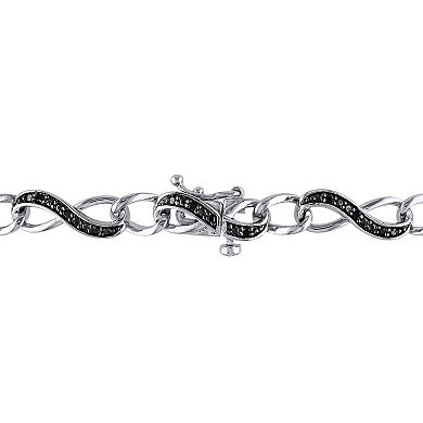 Stella Grace Sterling Silver 1/4 Carat T.W. Black Diamond Infinity Link Bracelet