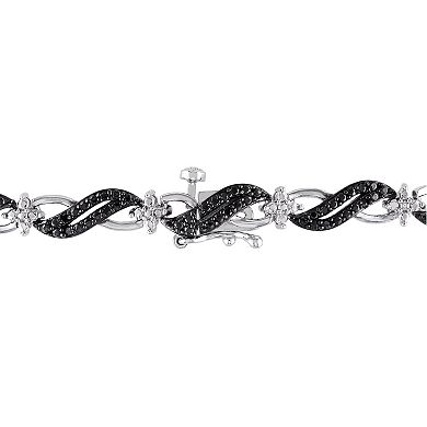 Stella Grace Sterling Silver 1/4 Carat T.W. Black Diamond Infinity Link Bracelet