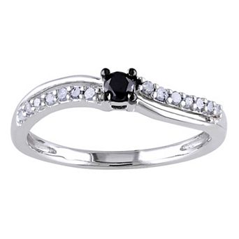 Stella Grace Sterling Silver 1/4 Carat T.W. Black & White Engagement Ring