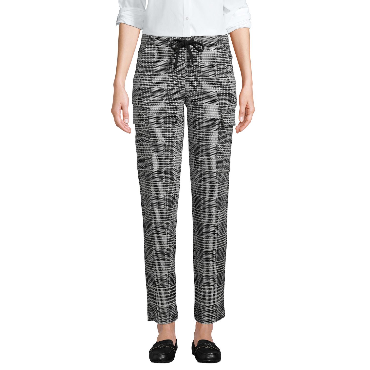 Image for Lands' End Petite Sport Knit Jacquard High-Waisted Cargo Ankle Pants at Kohl's.