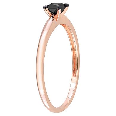 Stella Grace 14k Rose Gold 1/4 Carat T.W. Princess Cut Black Diamond Solitaire Engagement Ring