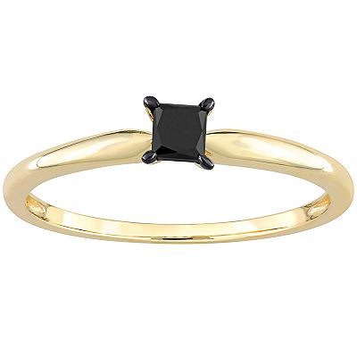 Stella Grace 14k Gold 1 4 Carat T.W. Princess Cut Black Diamond Solitaire Engagement Ring
