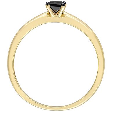 Stella Grace 14k Gold 1/4 Carat T.W. Princess Cut Black Diamond Solitaire Engagement Ring