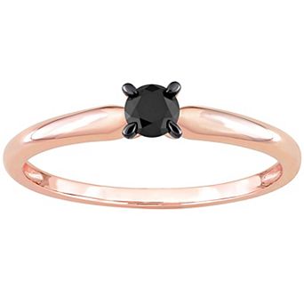 Stella Grace 14k Rose Gold 1/4 Carat T.W Round Cut Black Diamond Solitaire Engagement Ring