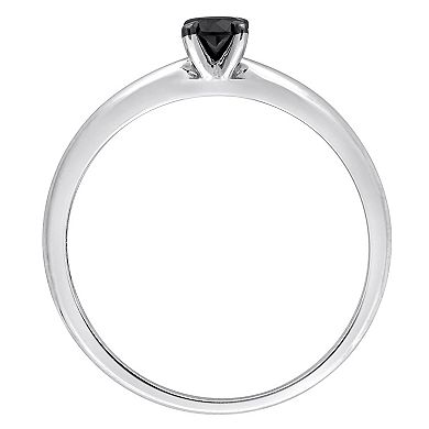 Stella Grace 14k White Gold 1/4 Carat T.W Round Cut Black Diamond Solitaire Engagement Ring