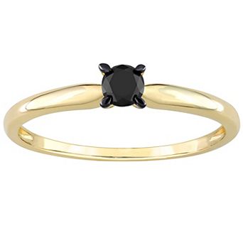 Stella Grace 14k Gold 1/4 Carat T.W Round Cut Black Diamond Solitaire Engagement Ring