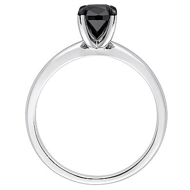 Stella Grace 14k White Gold 1 Carat T.W Black Diamond Solitaire Ring