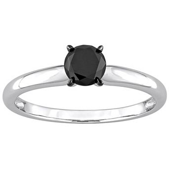 Stella Grace 14k White Gold 3/4 Carat T.W Black Diamond Solitaire Ring