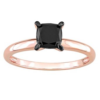 Stella Grace 14k Rose Gold 1 Carat T.W Black Diamond Cushion Solitaire Ring