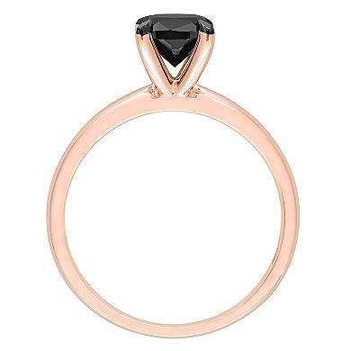 Stella Grace 14k Rose Gold 1 Carat T.W Black Diamond Cushion Solitaire Ring