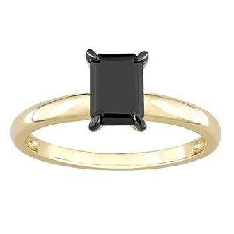 Stella Grace 14k Gold 1 Carat T.W Black Diamond Emerald-Cut Solitaire Ring