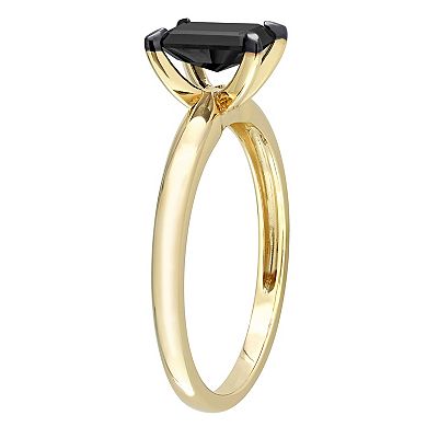 Stella Grace 14k Gold 1 Carat T.W Black Diamond Emerald-Cut Solitaire Ring