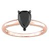 Stella Grace 14k Rose Gold 1 Carat T.W Black Diamond Pear-Shape Solitaire Ring