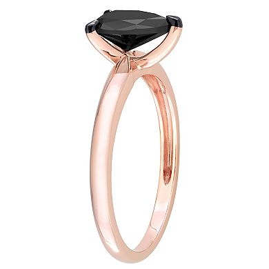 Stella Grace 14k Rose Gold 1 Carat T.W Black Diamond Pear-Shape Solitaire Ring