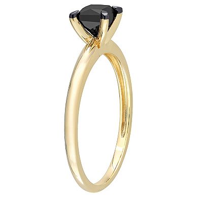 Stella Grace 14k Gold 3/4 Carat T.W Black Diamond Princess-Cut Solitaire Ring