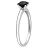 Stella Grace 14k White Gold 1/2 Carat T.W Cushion Cut Black Diamond Solitaire Engagement Ring