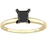 Stella Grace 14k Gold 1 Carat T.W Black Diamond Princess-Cut Solitaire Ring