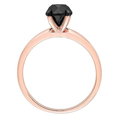 Stella Grace 14k Rose Gold 1 1/2 Carat T.W Black Diamond Solitaire Ring