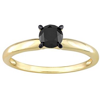 Stella Grace 14k Gold 3/4 Carat T.W Black Diamond Solitaire Ring