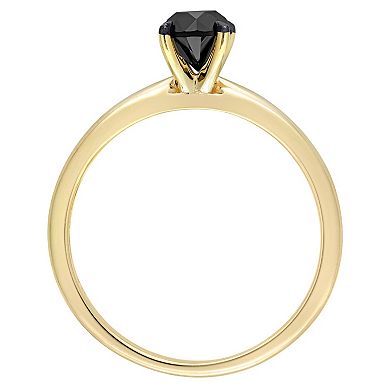 Stella Grace 14k Gold 3/4 Carat T.W Black Diamond Solitaire Ring