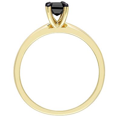 Stella Grace 14k Gold 1/2 Carat T.W. Emerald Cut Black Diamond Solitaire Engagement Ring