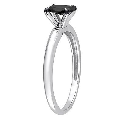 Stella Grace 14k White Gold 1/2 Carat T.W Oval Cut Black Diamond Solitaire Engagement Ring