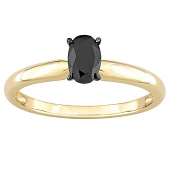 Stella Grace 14k Gold 1/2 Carat T.W. Oval Cut Black Diamond Solitaire Engagement Ring
