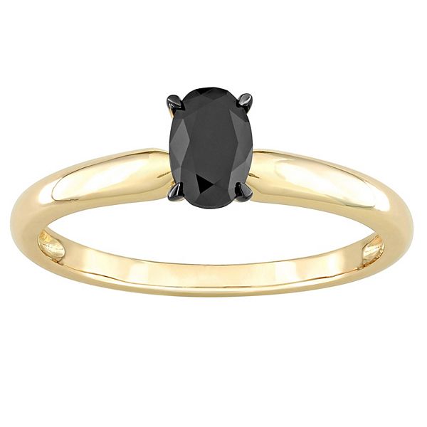 Stella Grace 14k Gold 1/2 Carat T.W. Oval Cut Black Diamond Solitaire ...