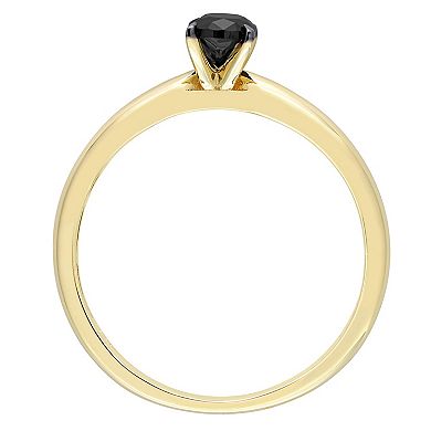 Stella Grace 14k Gold 1/2 Carat T.W. Oval Cut Black Diamond Solitaire Engagement Ring