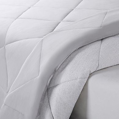 Serta SuperSoft Washed Solid to Print Cooling Comforter Set with Shams