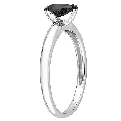 Stella Grace 14k White Gold 1/2 Carat T.W Pear Cut Black Diamond Solitaire Engagement Ring