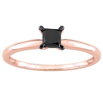 Stella Grace 14k Rose Gold 1/2 Carat T.W. Princess Cut Black Diamond Solitaire Engagement Ring