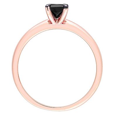 Stella Grace 14k Rose Gold 1/2 Carat T.W. Princess Cut Black Diamond Solitaire Engagement Ring
